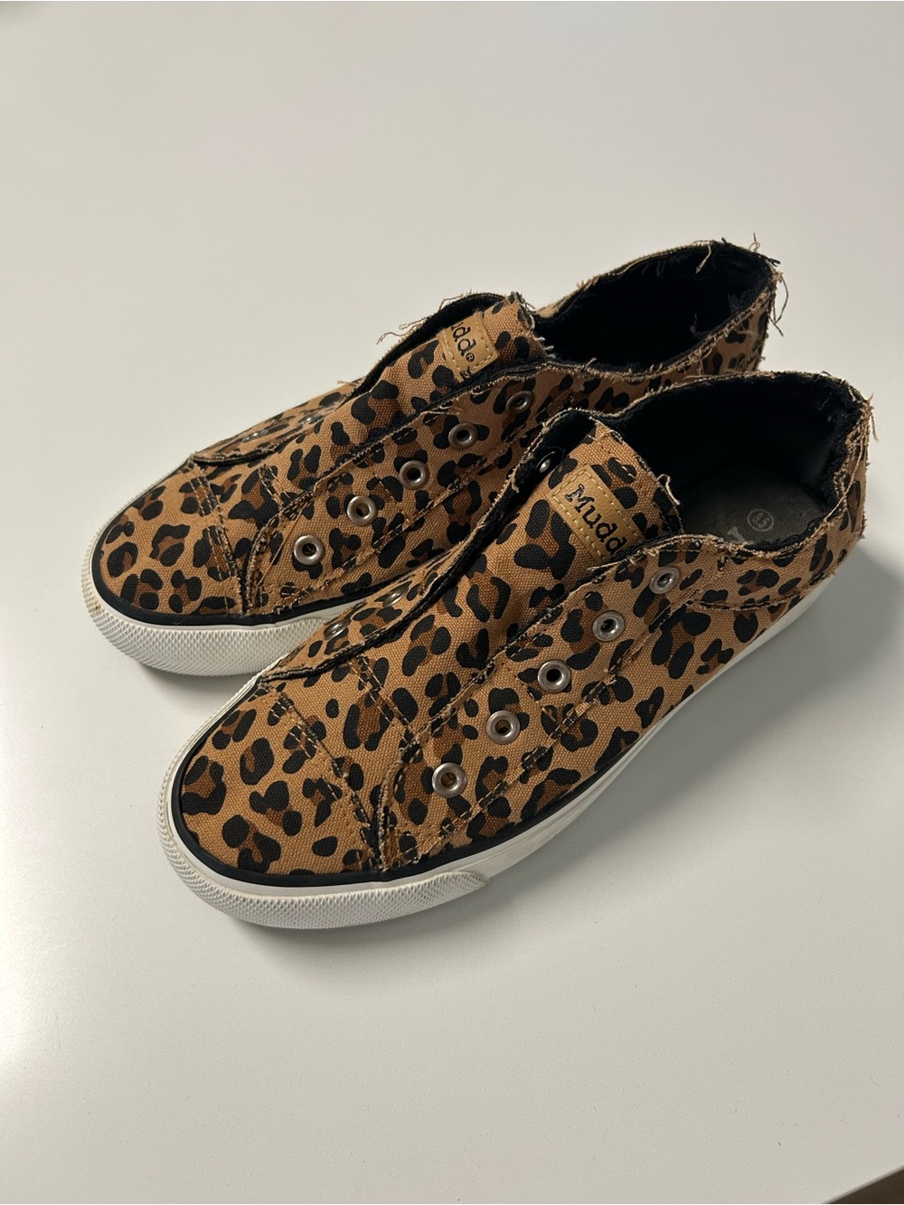Mudd Leopard-Print Slip On Sneakers - Tan and Black